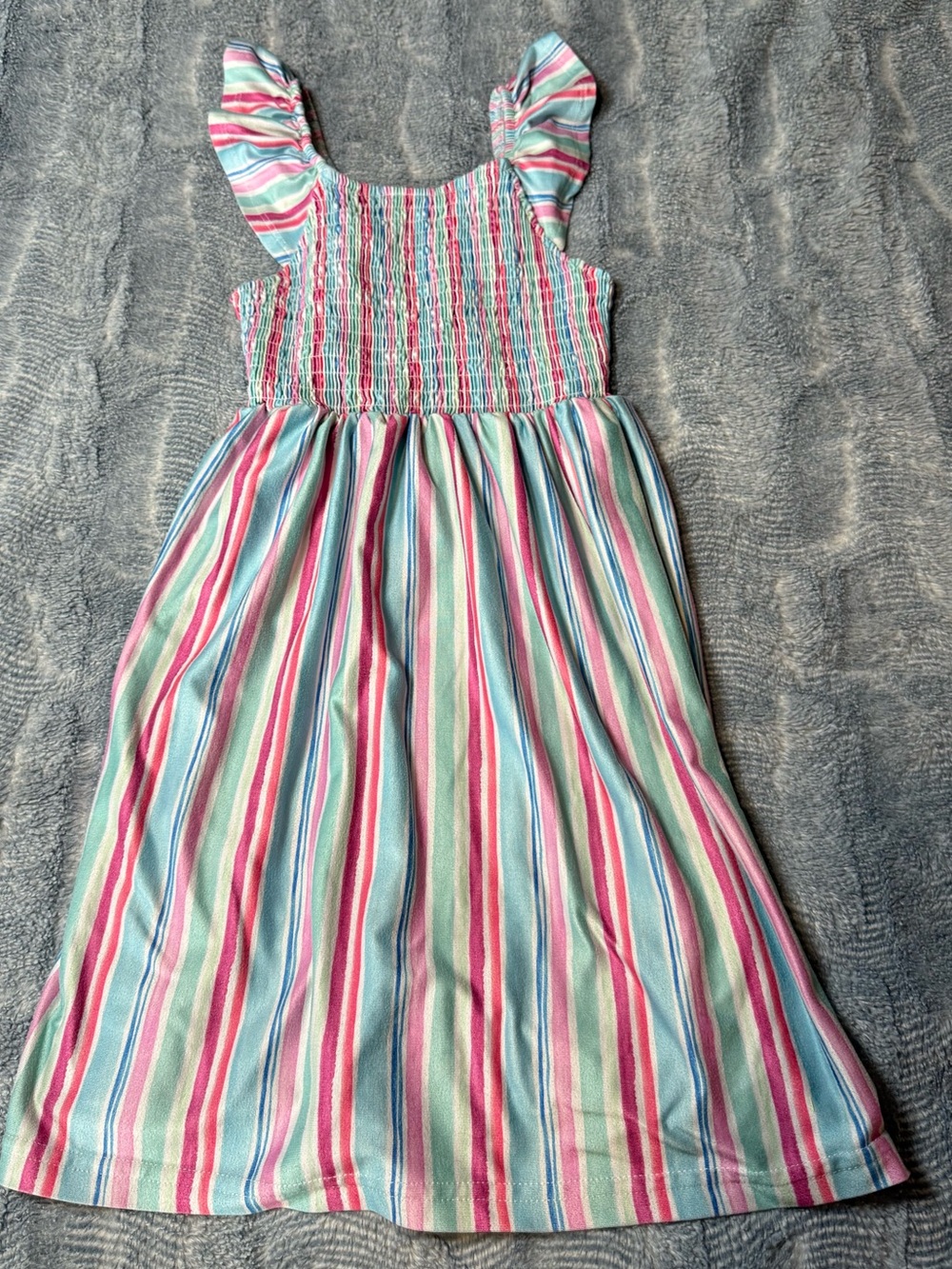 Tommy Bahama Girls Striped Sundress in Pink, Aqua, Green, and White